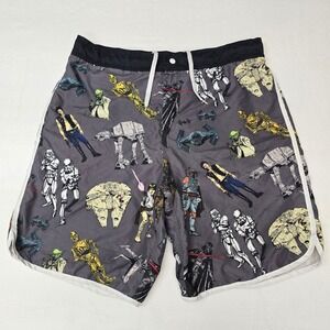 Star Wars Mens Swim Trunks Gray Mesh Lined Shorts 2XL Darth Vader Beach Summer